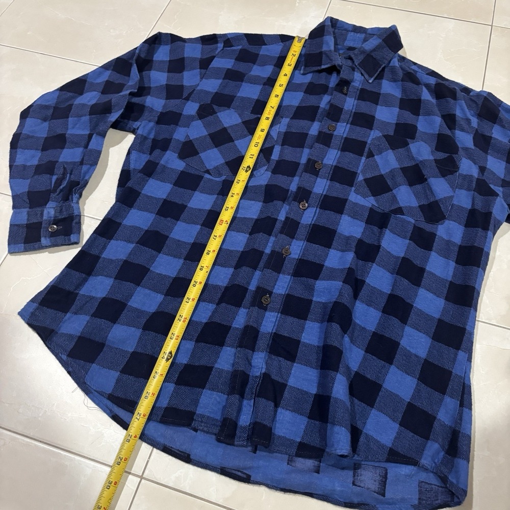Vintage Mcgregor Flannel Button Shirt Blue Plaid Checkered Mens M Lumberjack - Picture 6 of 7